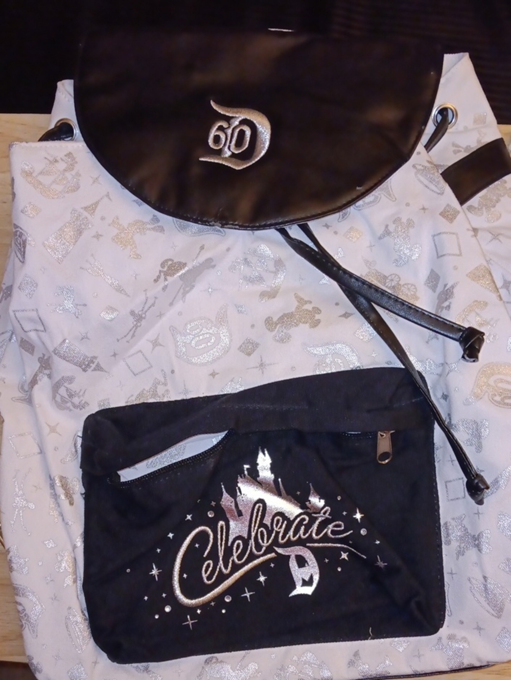 Disneyland 60th Celebrate Silver & Black Backpack
